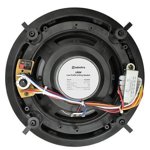 Adastra LP8V low profile ceiling speaker, 8 inch, 120W, 100V line speaker, showcasing its sleek design.
