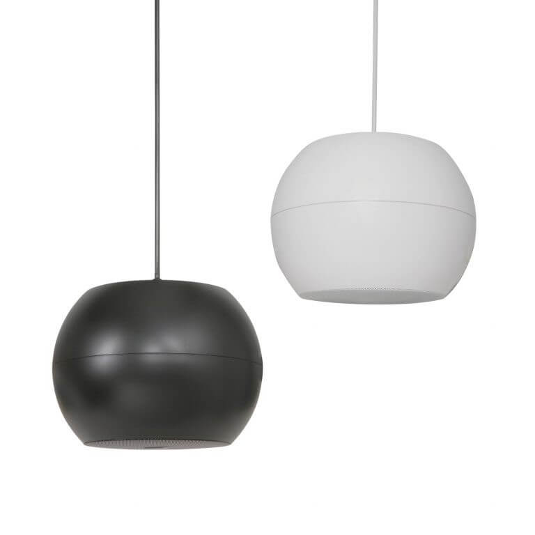 Adastra PS50-B Series Pendant Speaker in black, 5 inch, 20W, designed for wide angle sound distribution in a 100V line system.