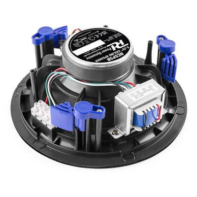 Power Dynamics NCSP5B Low Profile Ceiling Speaker in black, 5.25 inches, 20W, designed for 100V systems.