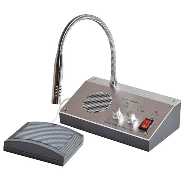 Adastra TGM4 Talk-Through Glass Intercom System designed for 2-way communication in ticket booths, bank counters, and receptions.