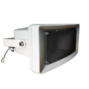 FILO CAVSHOC 30W outdoor clear horn speaker with bracket, showcasing its water-resistant design.