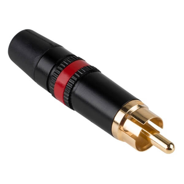 NEUTRIK NYS373-2 RCA PHONO PLUG in red, a professional quality audio connector designed for high-performance audio applications.
