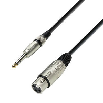 Adam Hall Cables K3 BFV 0100 Microphone Cable XLR Female to 6.3mm Jack Stereo, 1 meter long