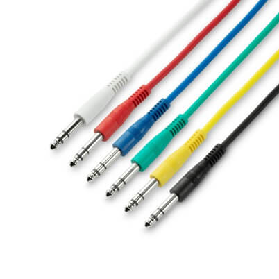 6 color patch cable set with 6.3 mm stereo jack, 0.6m length from Adam Hall Cables