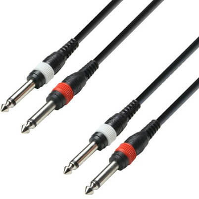 Adam Hall Cables K3 TPP 0600 audio cable featuring 2 x 6.3mm mono jacks on both ends, 6 meters in length.
