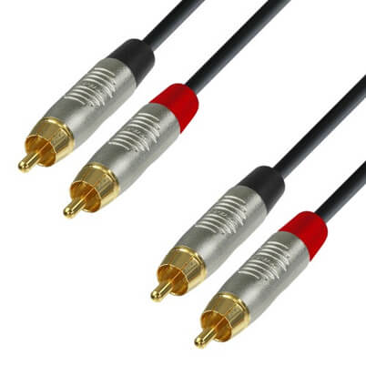 Adam Hall Cables K4 TCC 0150 audio cable featuring REAN 2 x RCA male to 2 x RCA male connectors, 1.5 meters in length.