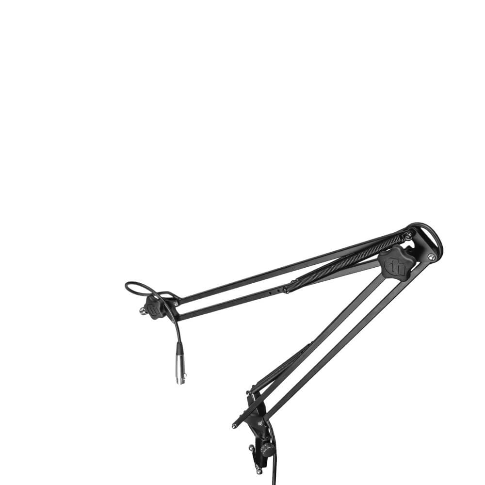 Adam Hall Stands S TBA 01 table microphone arm featuring a built-in XLR cable.