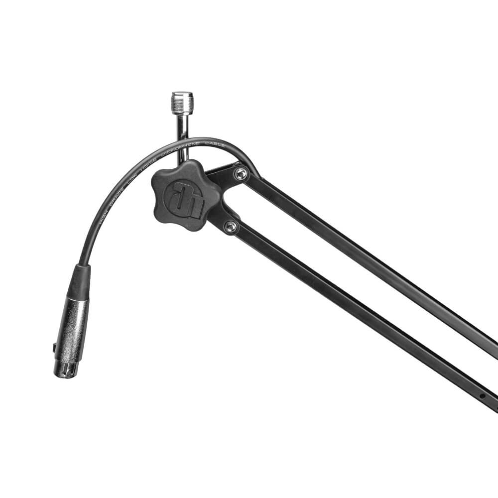 Adam Hall Stands S TBA 01 table microphone arm featuring a built-in XLR cable.