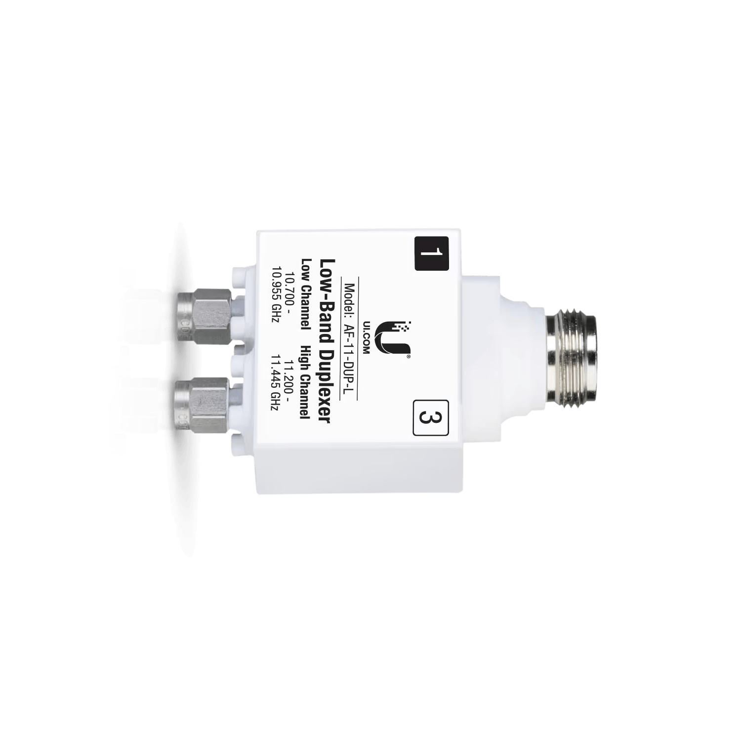 Angle view of Ubiquiti UISP airFiber 11GHz Low Band Duplexer AF-11-DUP-L, providing a dynamic perspective of the product.