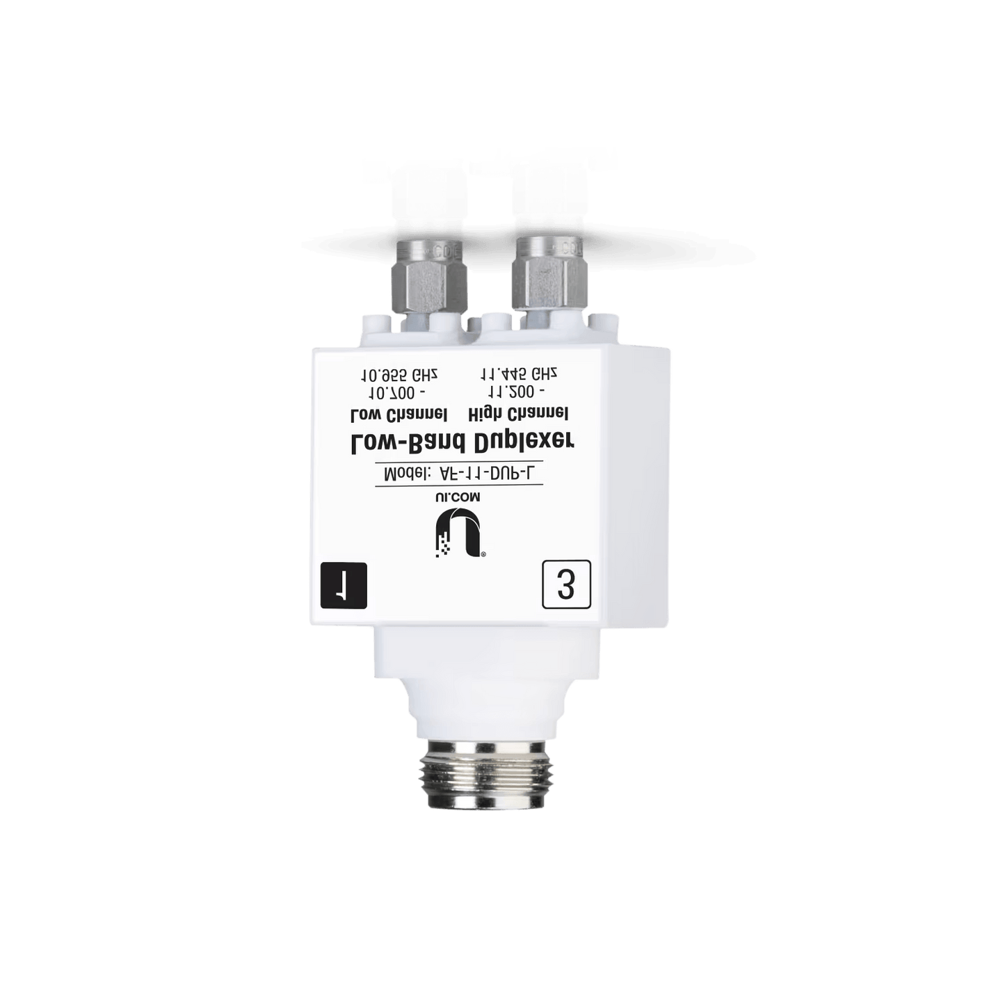 Top view of Ubiquiti UISP airFiber 11GHz Low Band Duplexer AF-11-DUP-L, illustrating its layout and design.