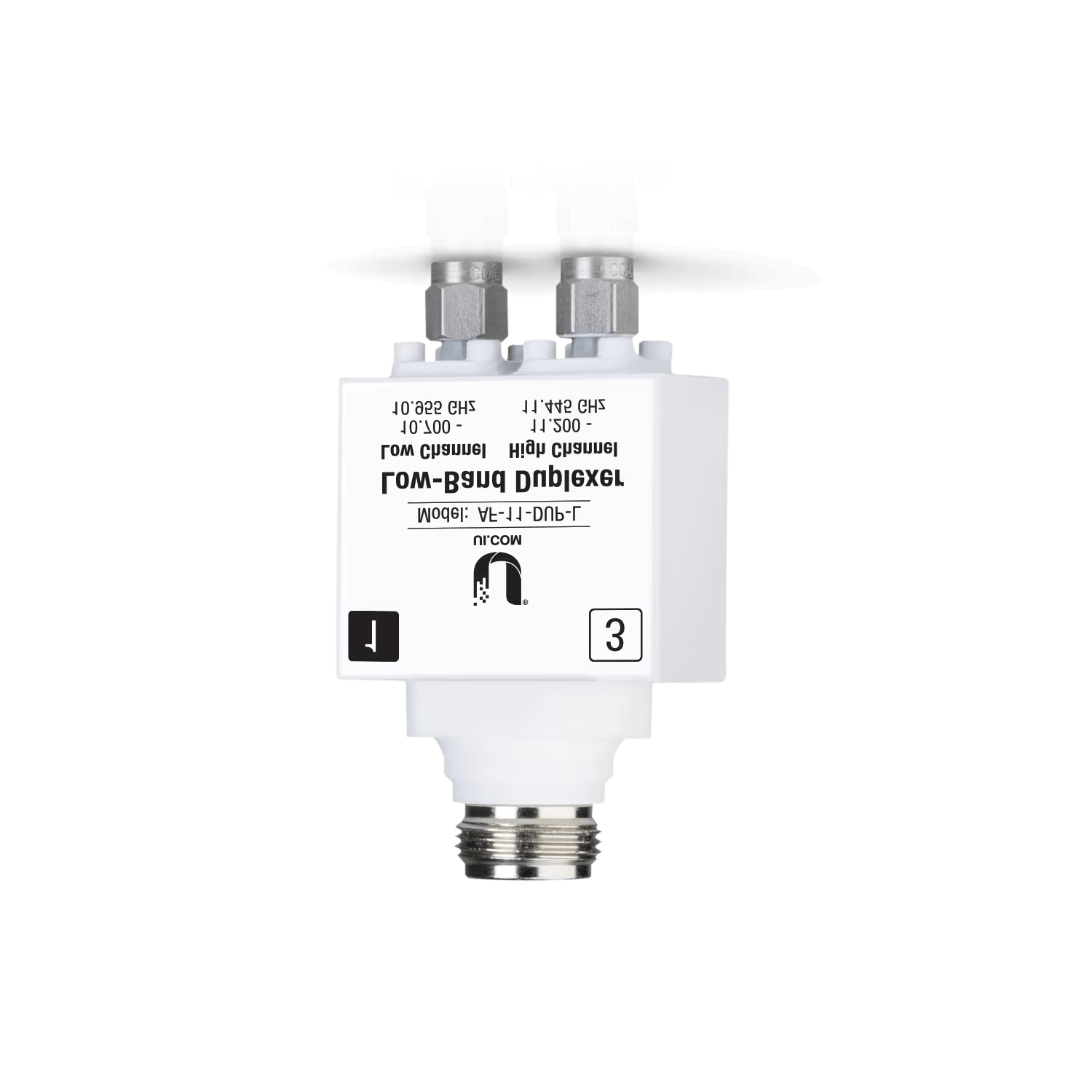Top view of Ubiquiti UISP airFiber 11GHz Low Band Duplexer AF-11-DUP-L, illustrating its layout and design.