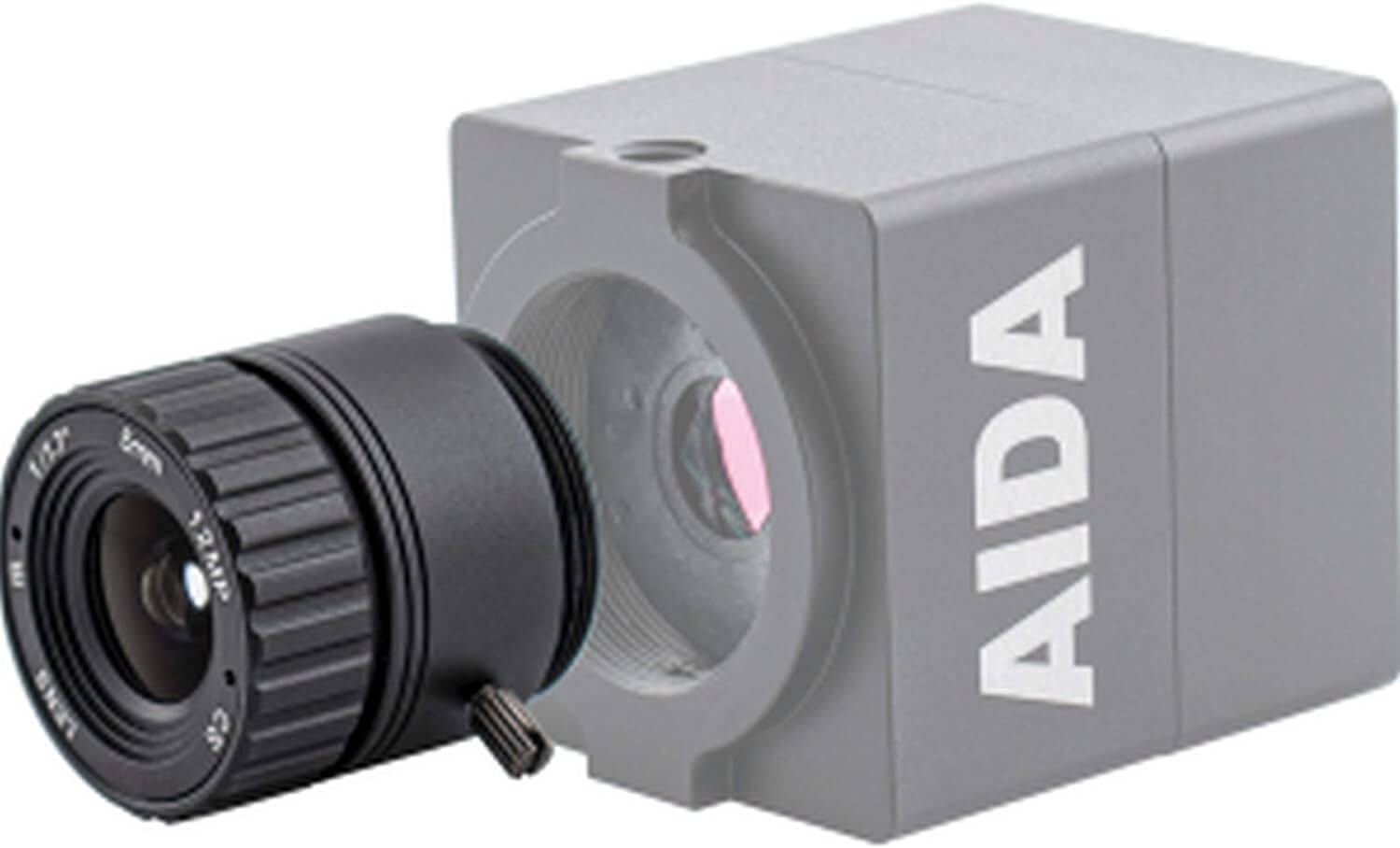 AIDA Imaging 4K lens with 5mm focal length and 66° HFOV, designed for 12MP image sensors.