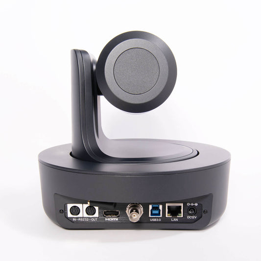 AIDA Imaging PTZ-NDI-X12 Broadcast Camera with 12X Optical Zoom, featuring NDI|HX, HDMI, SDI, USB3, and Full HD capabilities.