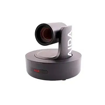 AIDA Imaging PTZ-X12-IP Full HD Broadcast Conference PTZ Camera showcasing its sleek design and features, emphasizing the 12X zoom capability.