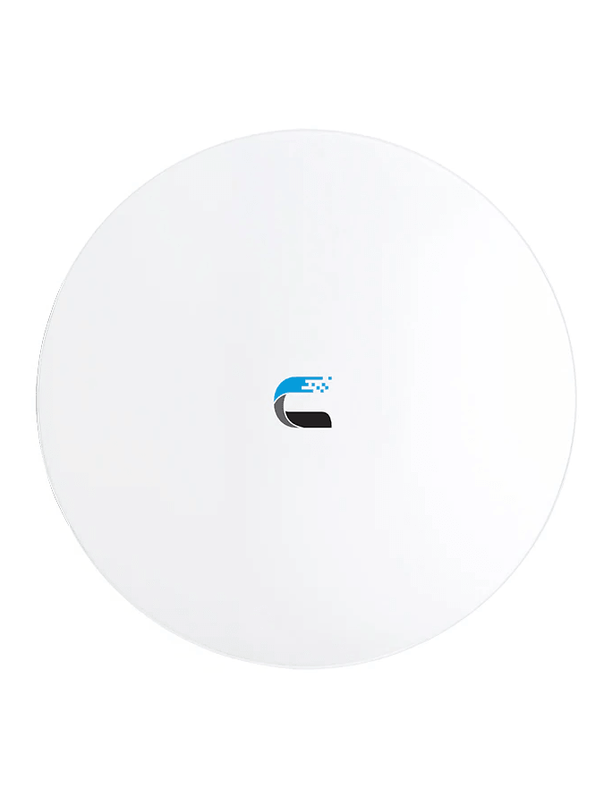 Rear view of Ubiquiti UISP airFiberX 5GHz 23dBi 45° Slant Dish Antenna.