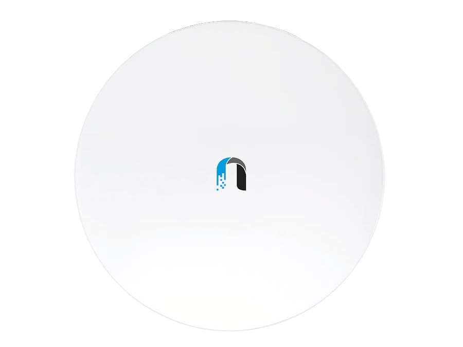 Vertical view of Ubiquiti UISP airFiberX 5GHz 23dBi 45° Slant Dish Antenna.