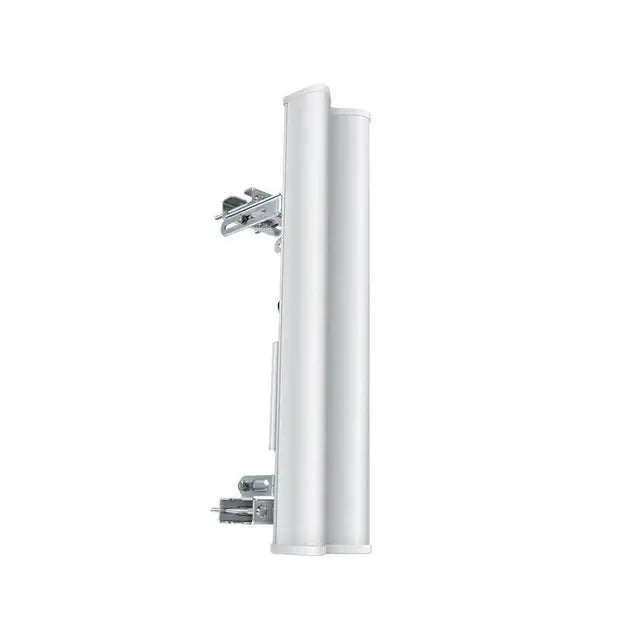 Close-up view of the Ubiquiti UISP airMAX 2GHz 15dBi 120° Sector Antenna, focusing on the details and specifications.
