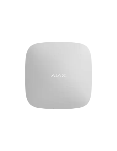 AJAX Hub 2 Wireless Control Panel in white color, featuring 4G connectivity, with dual SIM and Ethernet port.