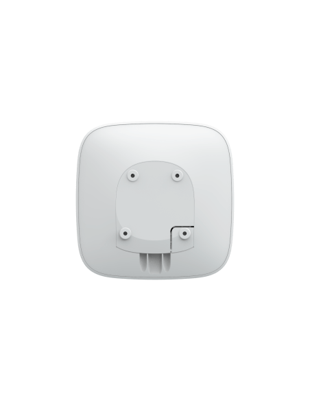 AJAX Hub 2 Plus in white color, featuring advanced control panel, alarm photo verification, 2 SIM slots, Ethernet, and WiFi connectivity.
