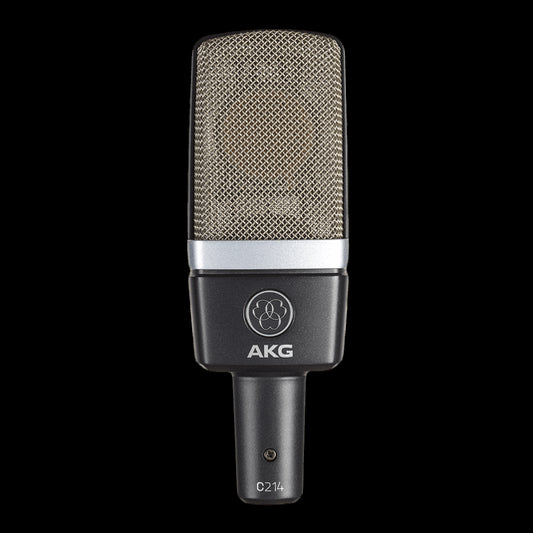 AKG C214 large-diaphragm cardioid condenser microphone on a white background