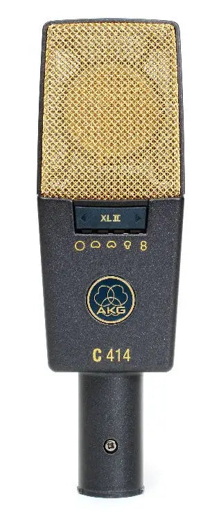 AKG C414 XLS universal large-diaphragm multi-pattern condenser microphone displayed from a close-up angle.