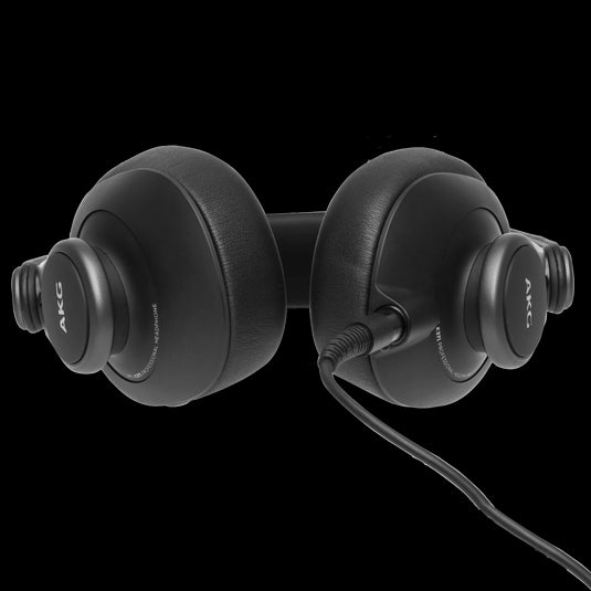 AKG K371 over-ear closed-back foldable studio headphones displayed from the bottom view.
