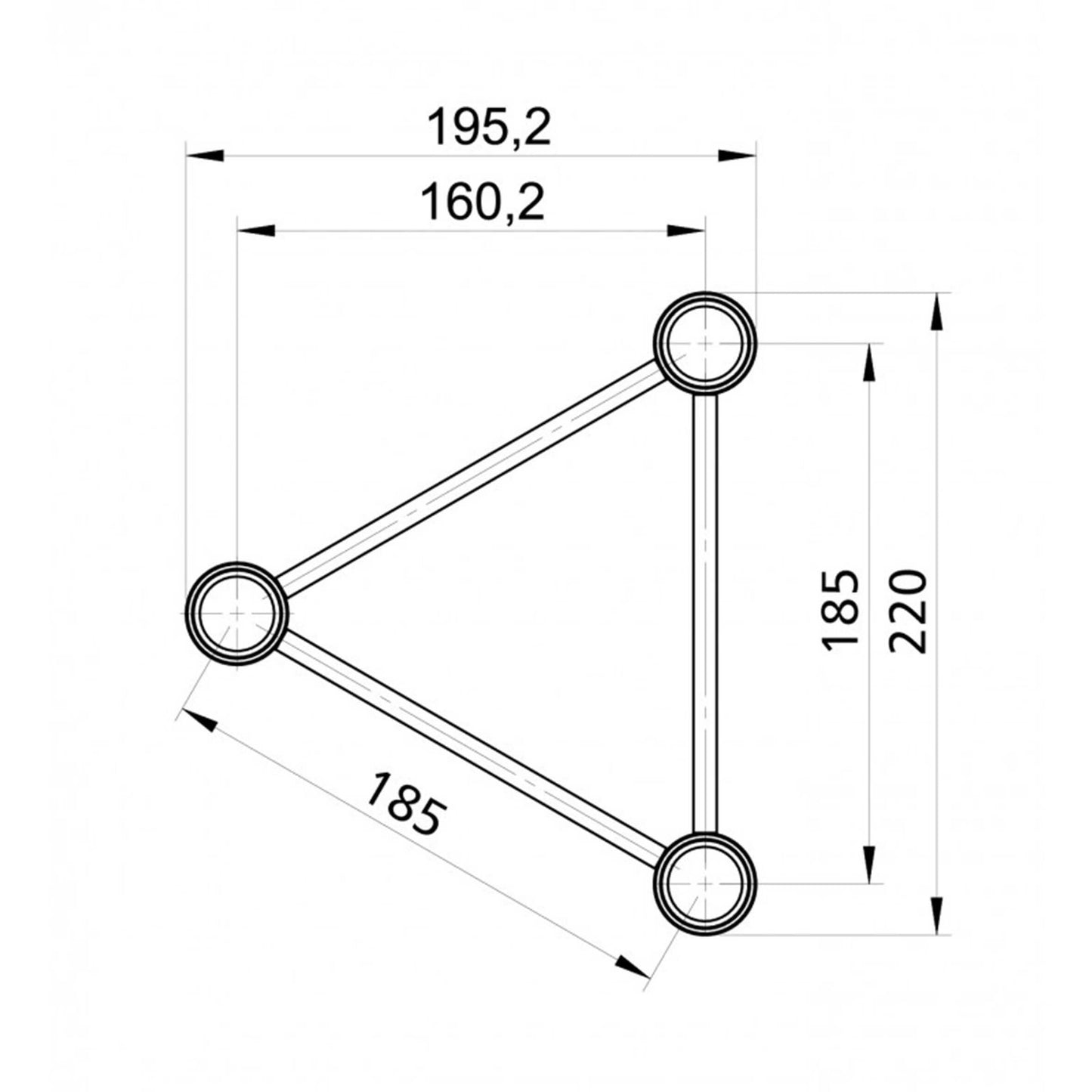 Image of the ALUSTAGE TRIO 220 0.5M, a lightweight and versatile aluminium truss system, showcasing its design and structure.