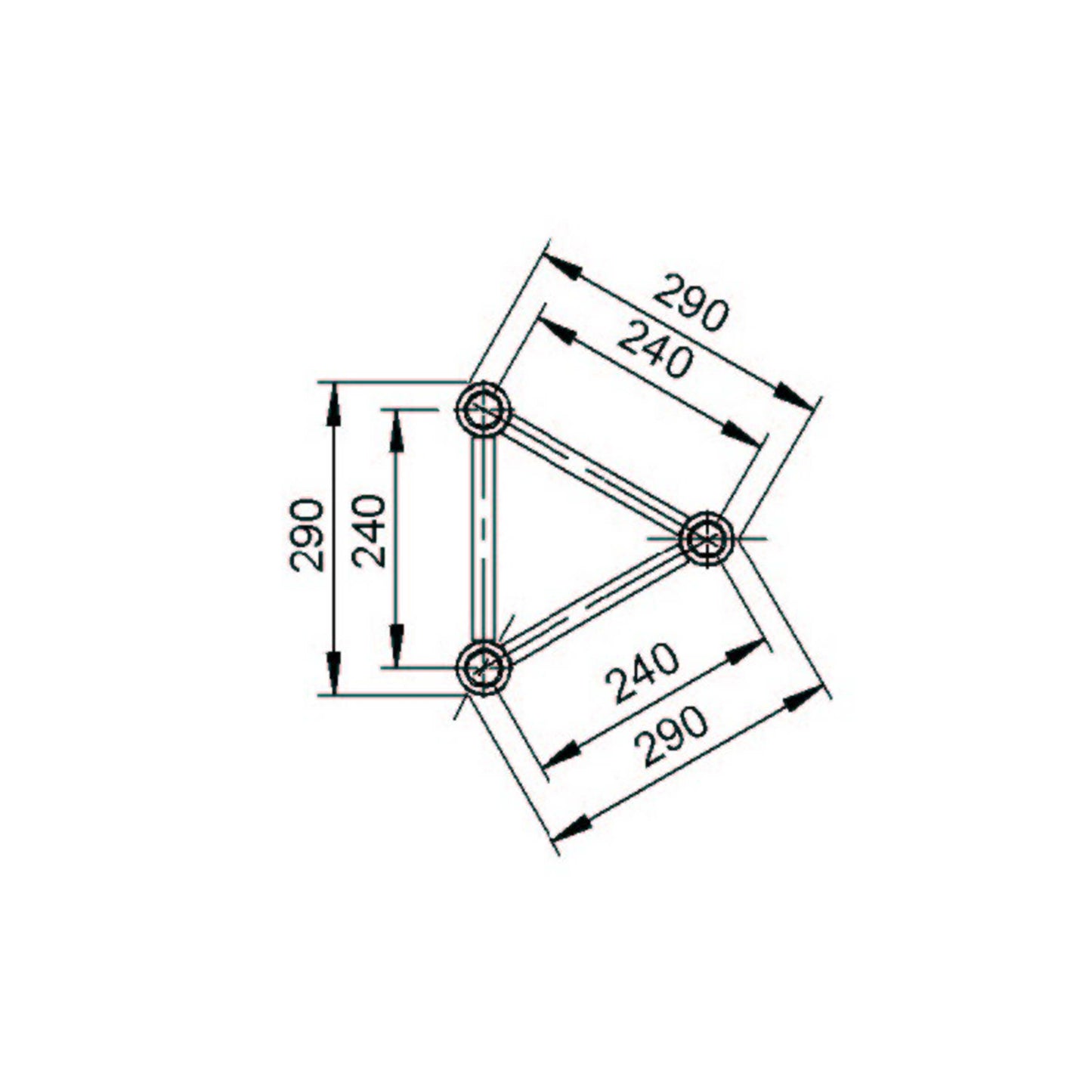 ALUSTAGE TRIO 290 Truss, a 0.5m aluminium stage support system, showcasing its sturdy design and structure.