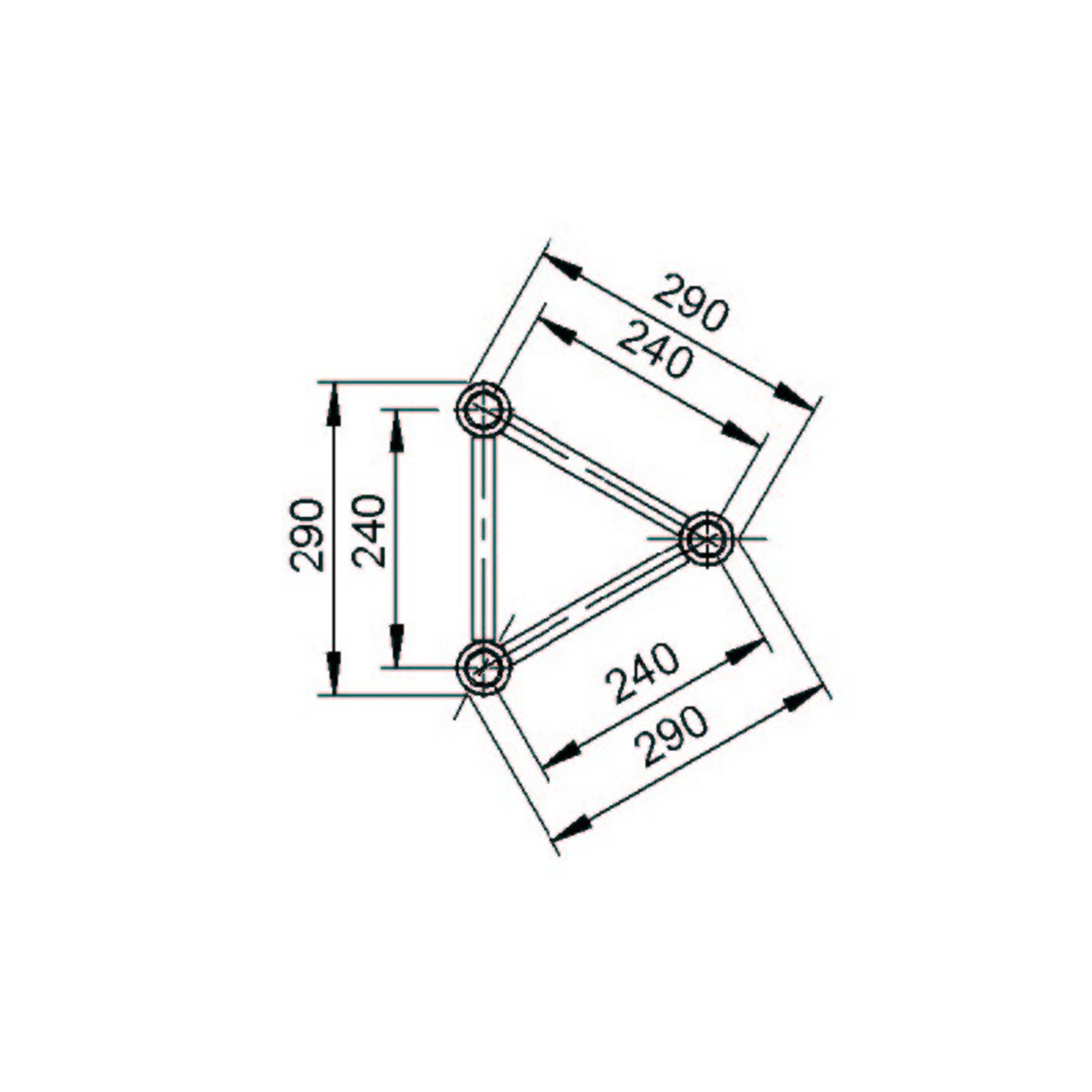 ALUSTAGE TRIO 290 Truss, a 0.5m aluminium stage support system, showcasing its sturdy design and structure.