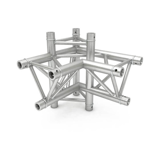 ALUSTAGE TRIO 290 4 WAY 90 DEGREE CORNER - Premium Aluminium Truss Connector displayed from the front.