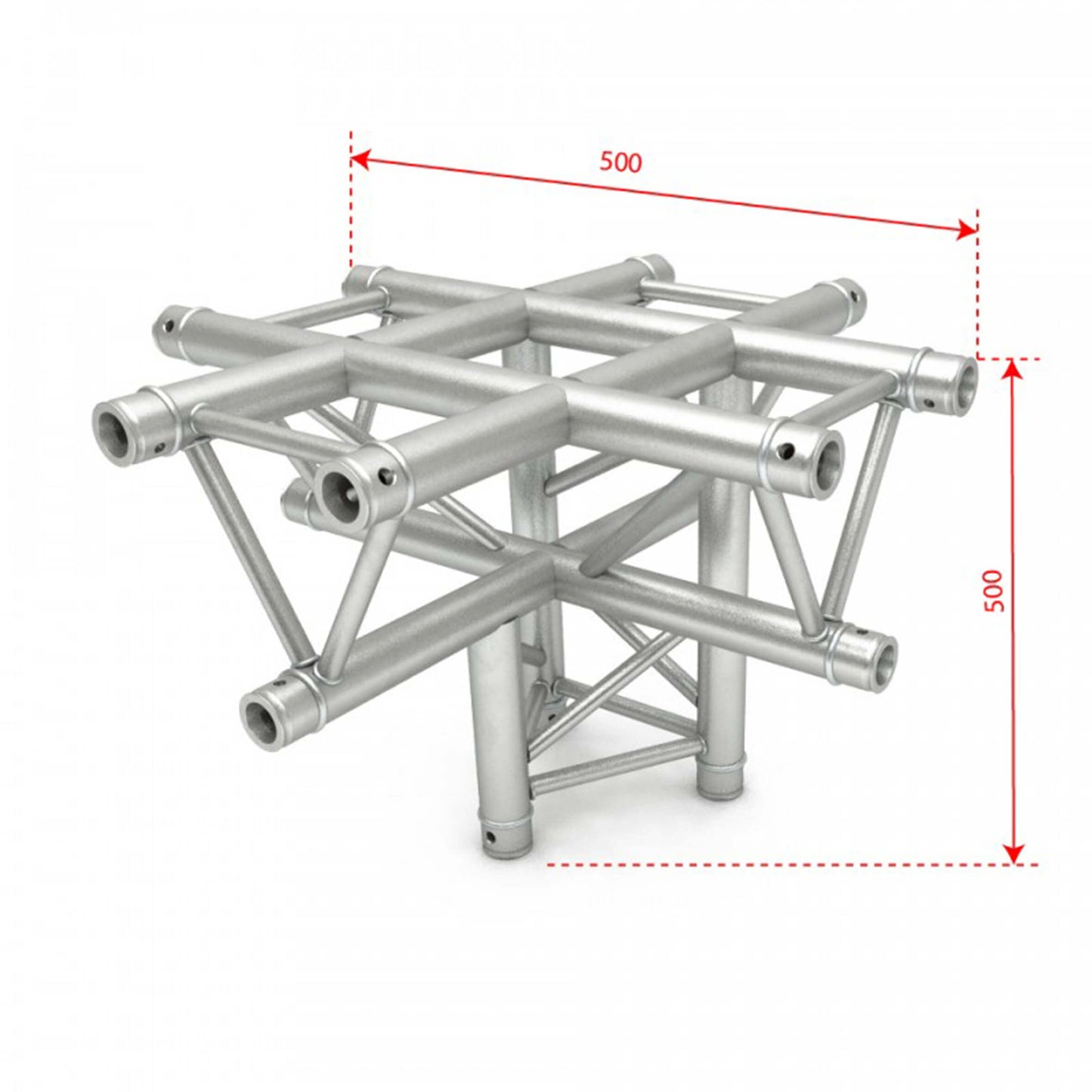 ALUSTAGE TRIO 290 5 Way Center Piece, a durable aluminum trussing component used in stage setups.