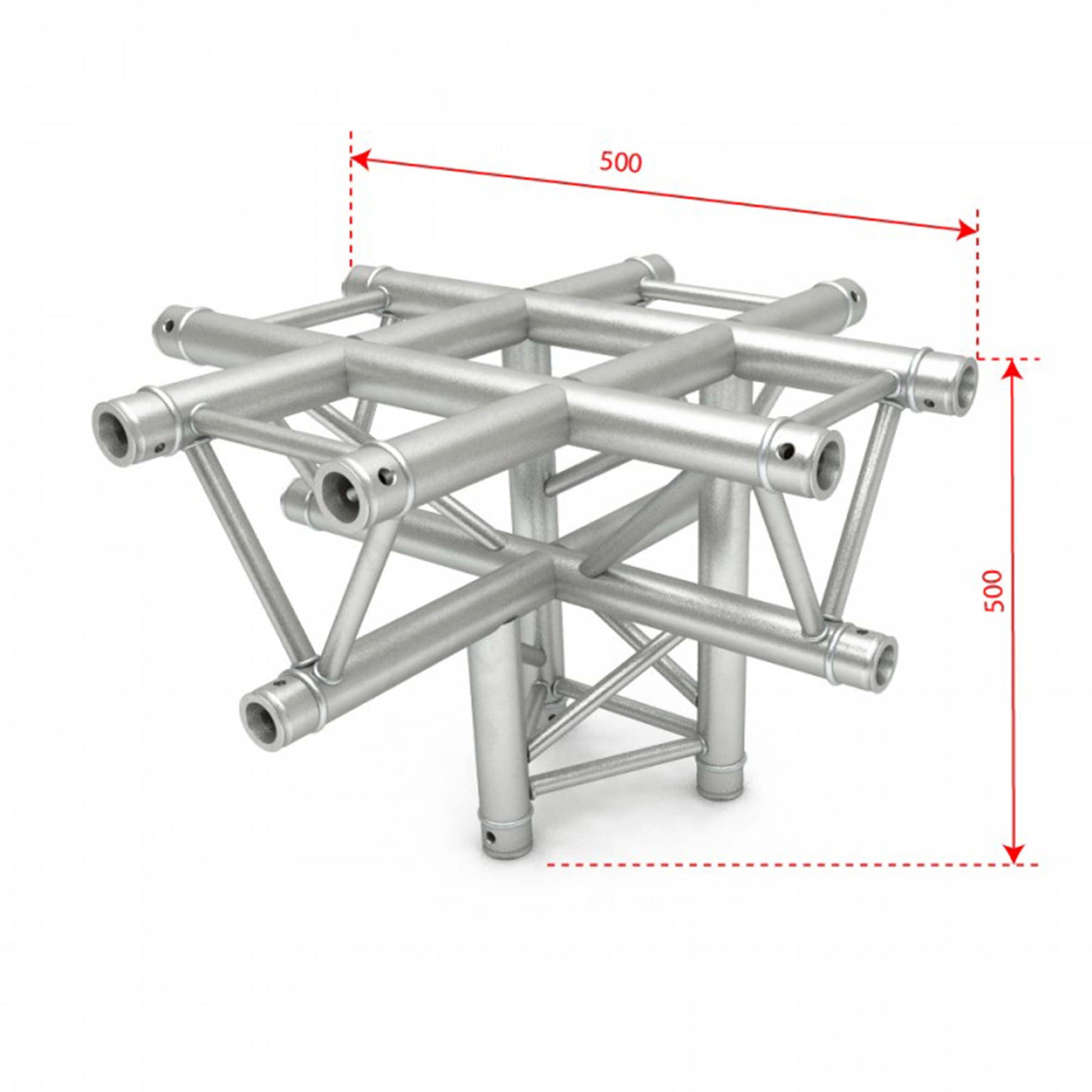 ALUSTAGE TRIO 290 5 Way Center Piece, a durable aluminum trussing component used in stage setups.