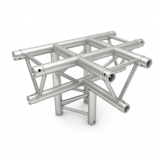 Durable aluminium T-piece connector designed for stage and event setup.