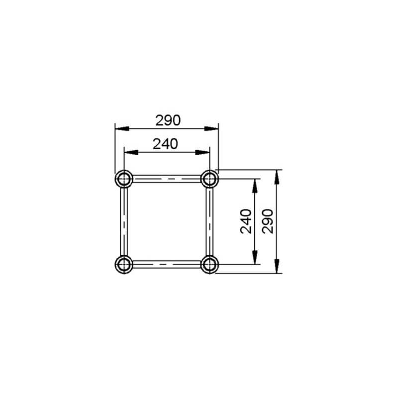 Image of the ALUSTAGE W.AL34050 QUAD 290 0.5M TRUSS, showcasing its design and dimensions for staging and events.
