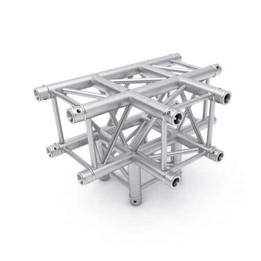 ALUSTAGE Quad 290 4 Way T-Piece, a versatile aluminium truss connector used in staging and event setups.