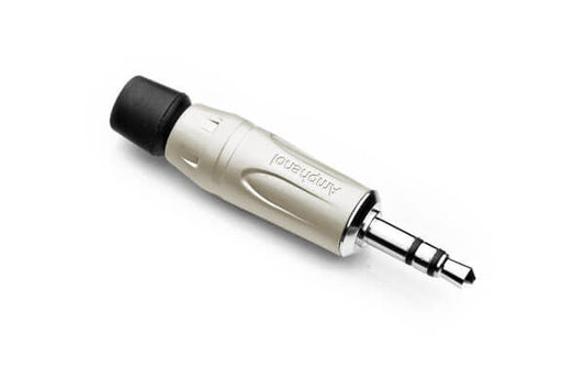 Amphenol K Series 3.5mm Mono Phone Plug with a diecast shell and satin finish.