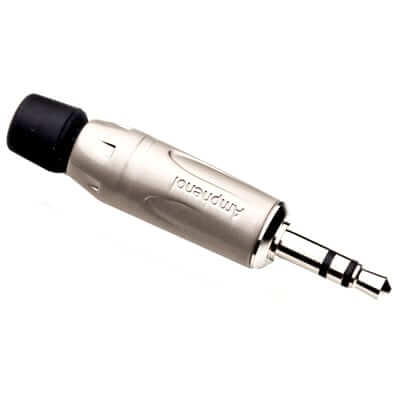 Amphenol KS3P 3.5mm stereo phone plug with diecast shell and satin finish.