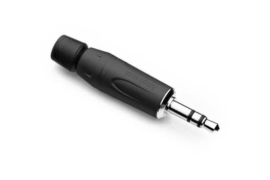 Amphenol KS3PB 3.5mm stereo phone plug with diecast shell and black finish.