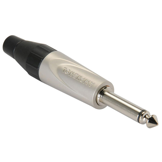 Amphenol TM2P Mono Jack Plug with diecast and thermoplastic housing in satin finish.