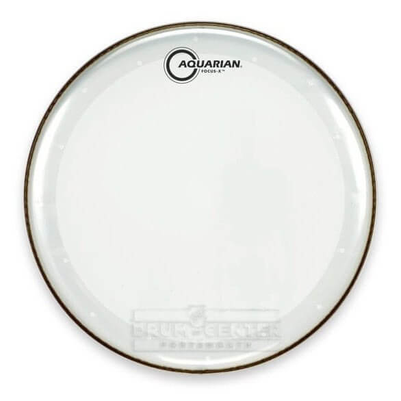 Aquarian 12 inch Focus-X Clear Drumhead featuring a professional quality design with a vented muffling ring.