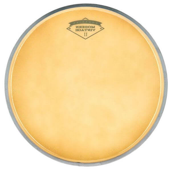 Aquarian 12 inch Modern Vintage II Coated Tom Drum Head showcasing premium quality and vintage sound.