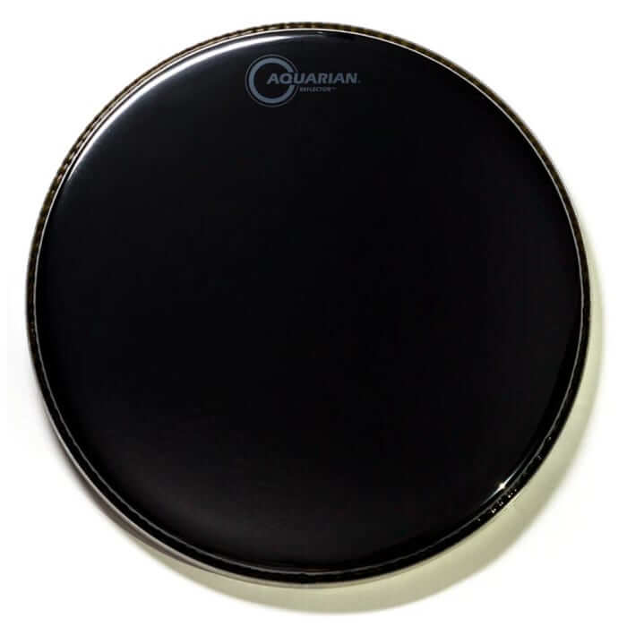 Aquarian 8 inch black reflector drumhead, double ply design for warm sound, suitable for all music styles.