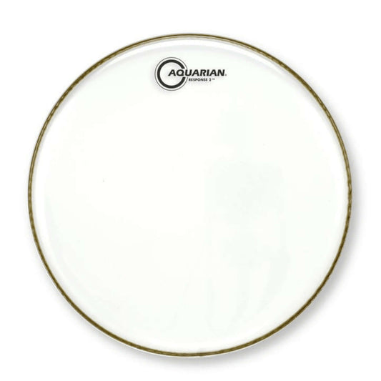 Aquarian 13 inch Response 2 Clear Drumhead showcasing its versatile two-ply design.