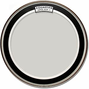 Aquarian 22 inch Super Kick II Coated Bass Drumhead with a texture coated white finish and floating muffling system.