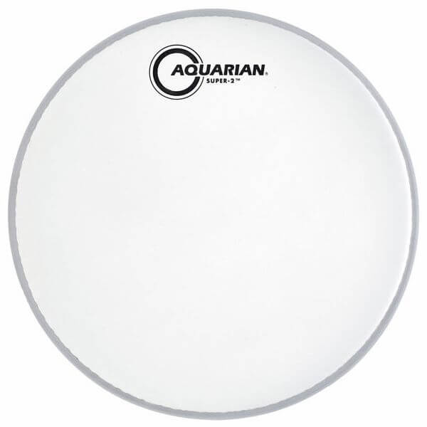 Aquarian 10 inch Super-2 texture coated drumhead, a premium double ply snare and tom head, displayed in a clear view.
