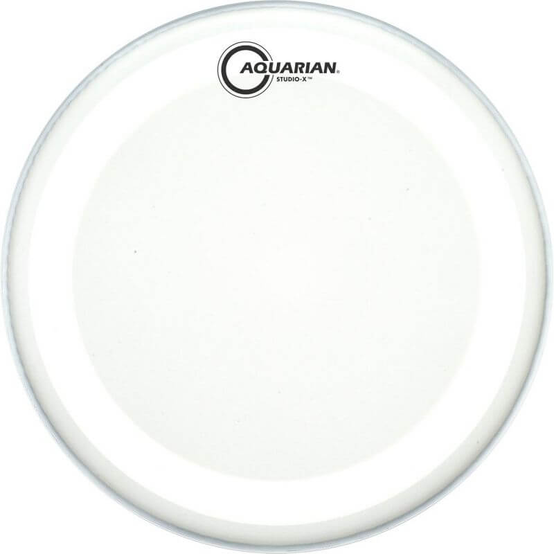 Aquarian 8-inch Texture Coated Studio-X Drumhead featuring a Power Dot for enhanced durability and sound quality.