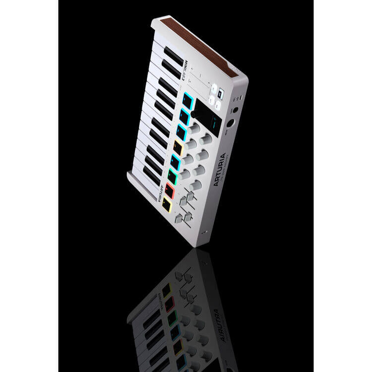 Arturia MiniLab MKIII White - 25-Key USB MIDI Controller for Musicians, showcasing its sleek design and compact size.