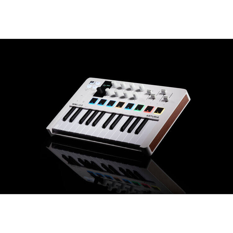 Arturia MiniLab MKIII White 25-Key USB MIDI Controller, a compact and versatile keyboard for musicians.