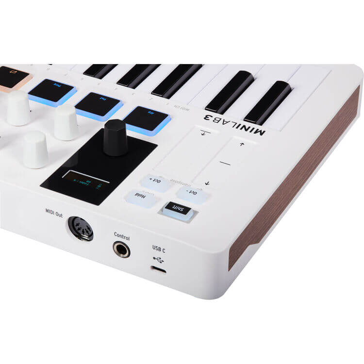Arturia MiniLab MKIII White MIDI controller featuring 25 keys, designed for musicians.