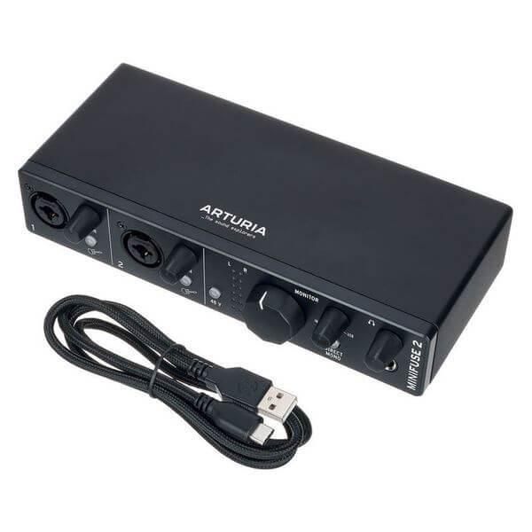 Arturia MiniFuse 2 Black - 2-Channel USB Audio Interface featuring a modern USB-C connection.